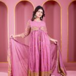 Semi Stitched Georgette Embroidery Long Floor Touch Anarkali Party Dress Shop Now Bd Online
