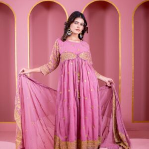 Semi Stitched Georgette Embroidery Long Floor Touch Anarkali Party Dress Shop Now Bd Online