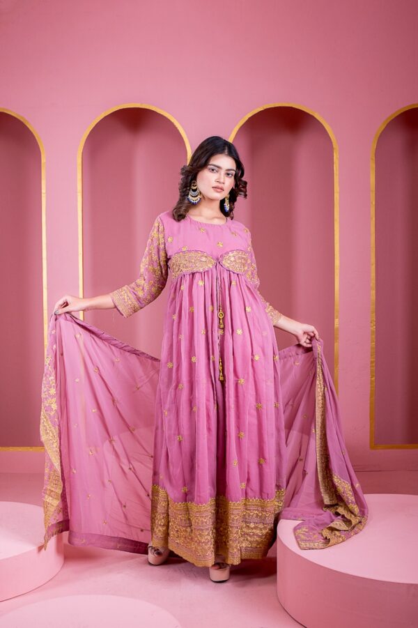 Semi Stitched Georgette Embroidery Long Floor Touch Anarkali Party Dress Shop Now Bd Online