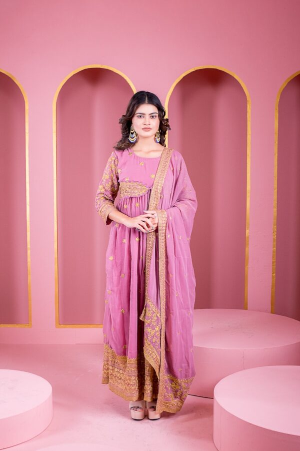 Semi Stitched Georgette Embroidery Long Floor Touch Anarkali Party Dress Shop Now Bd Online